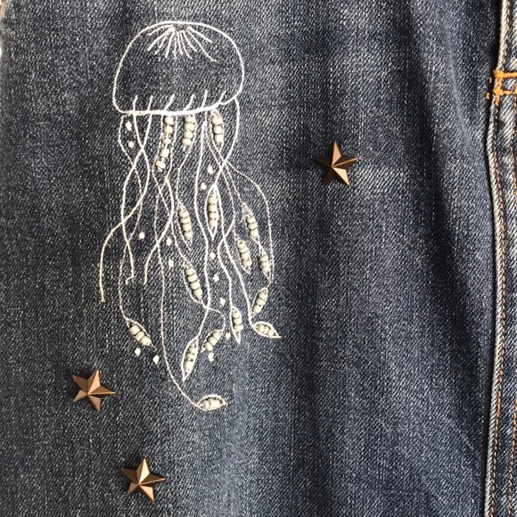 RED Valentino. Denim embroidery skirt，Rare,NWT 40. - Picture 6 of 12